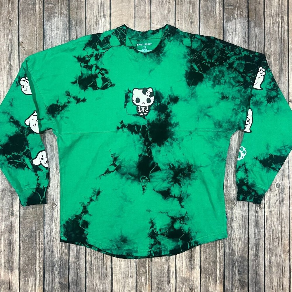 Hello Kitty & Friends x Japan LA Spirit Jersey XS Green Long Sleeve Tie Dye - Picture 2 of 5